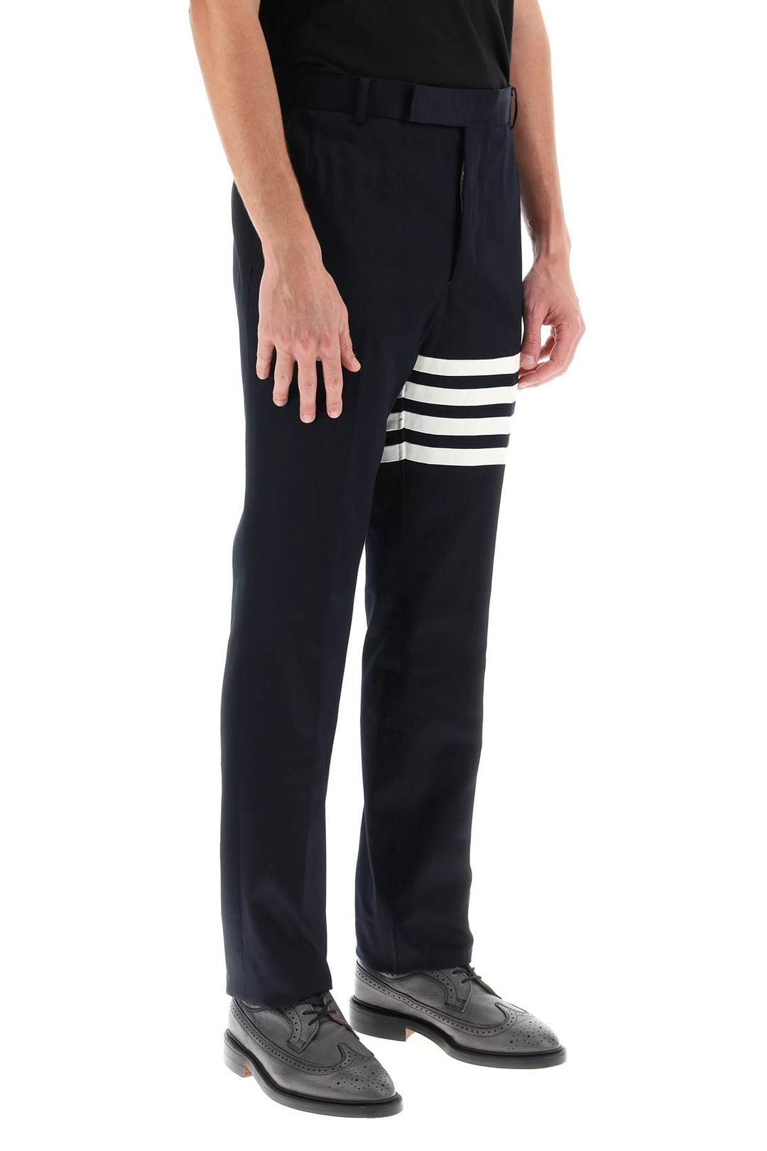 4 Bar Pants In Cotton Twill - Thom Browne - Men