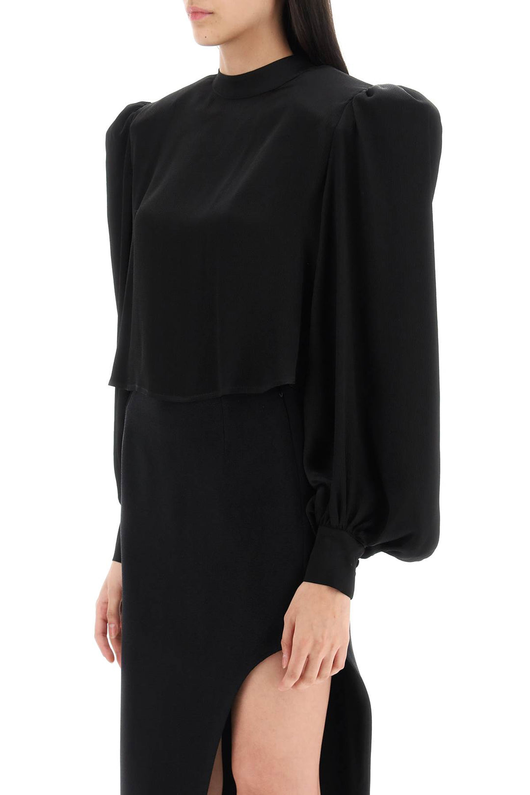 'Edendale' Cropped Blouse In Satin - Mvp Wardrobe - Women