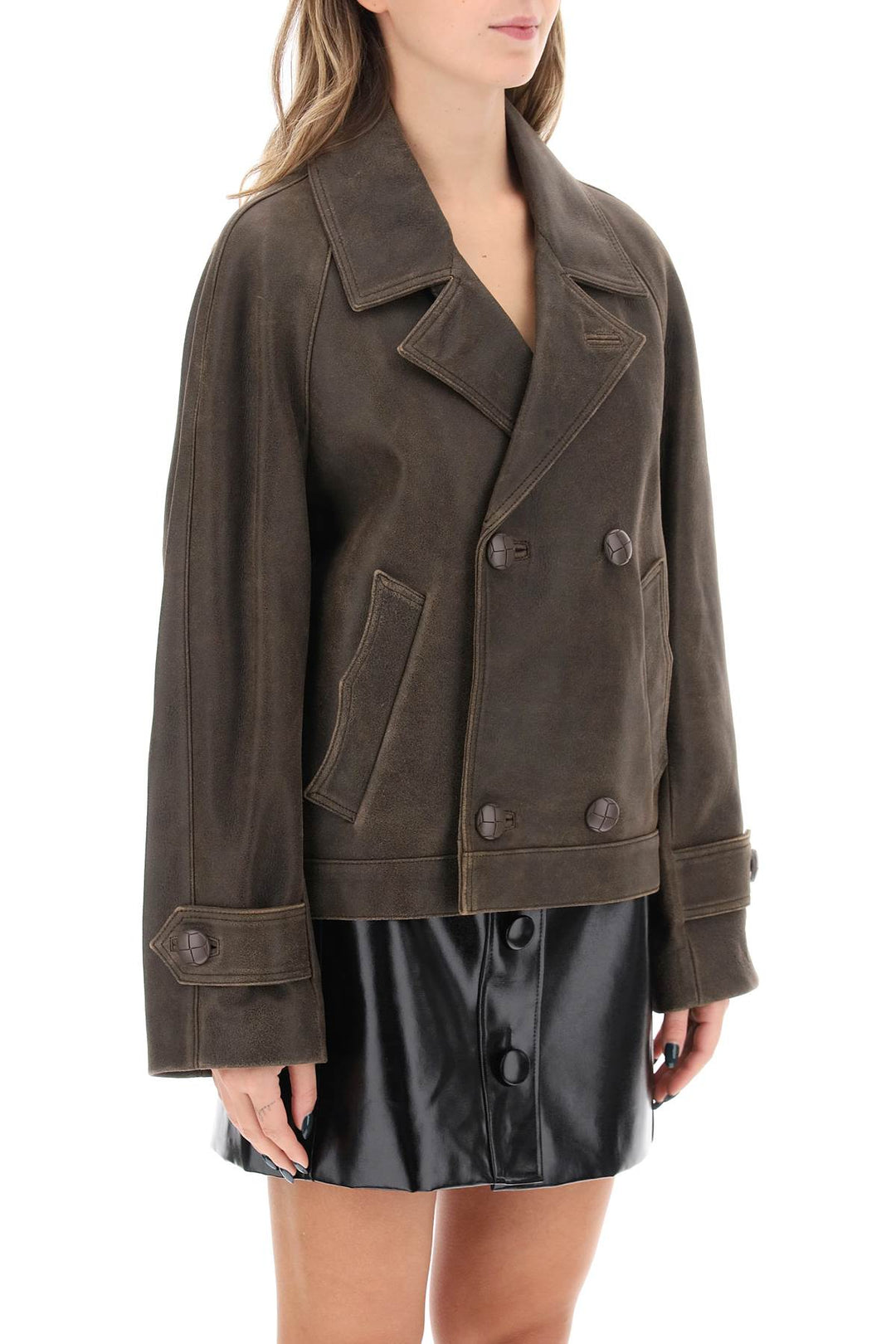 Solferino Jacket In Vintage Effect Leather - Mvp Wardrobe - Women