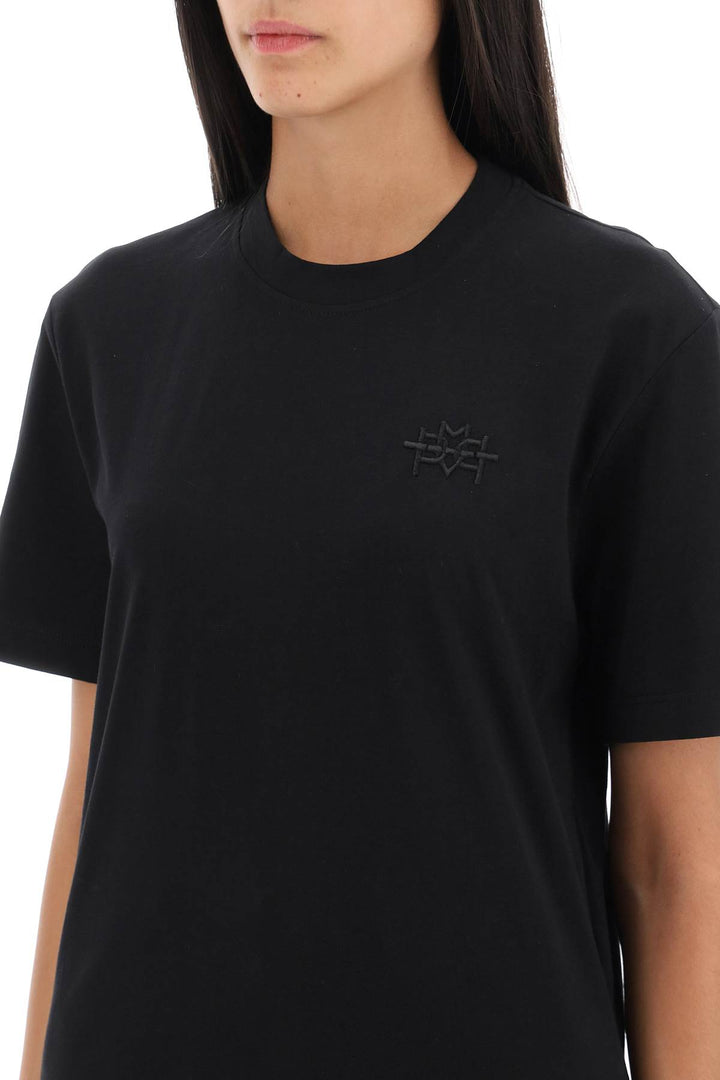 'Monforte' T Shirt With Tonal Logo Embroidery - Mvp Wardrobe - Women