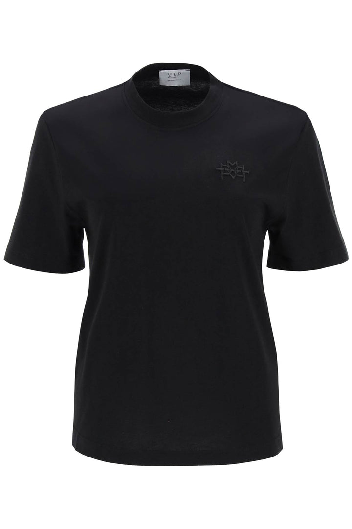 'Monforte' T Shirt With Tonal Logo Embroidery - Mvp Wardrobe - Women