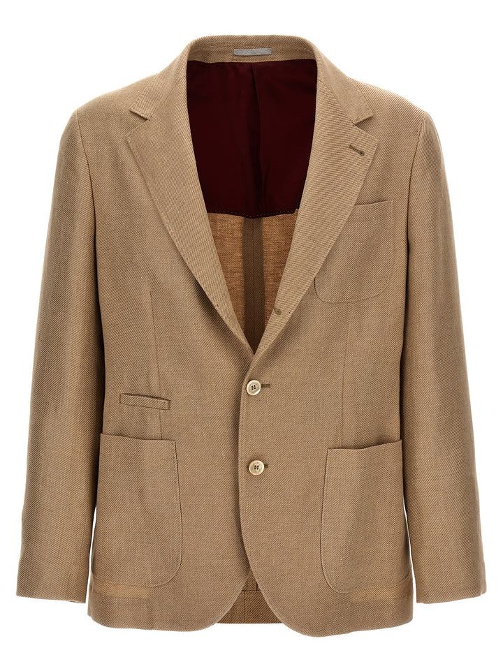 Unlined Single-Breasted Blazer Jackets Beige