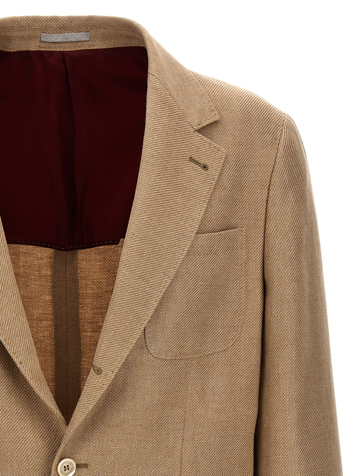 Unlined Single-Breasted Blazer Jackets Beige