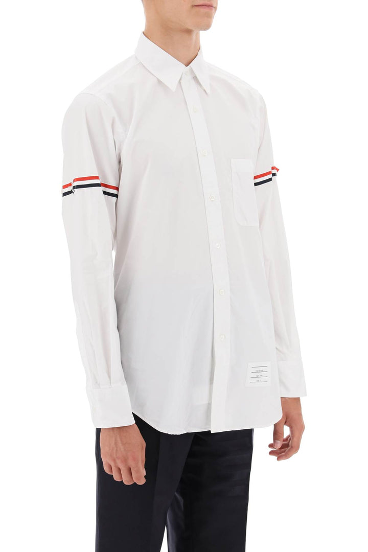 Poplin Button Down Shirt With Rwb Armbands - Thom Browne - Men