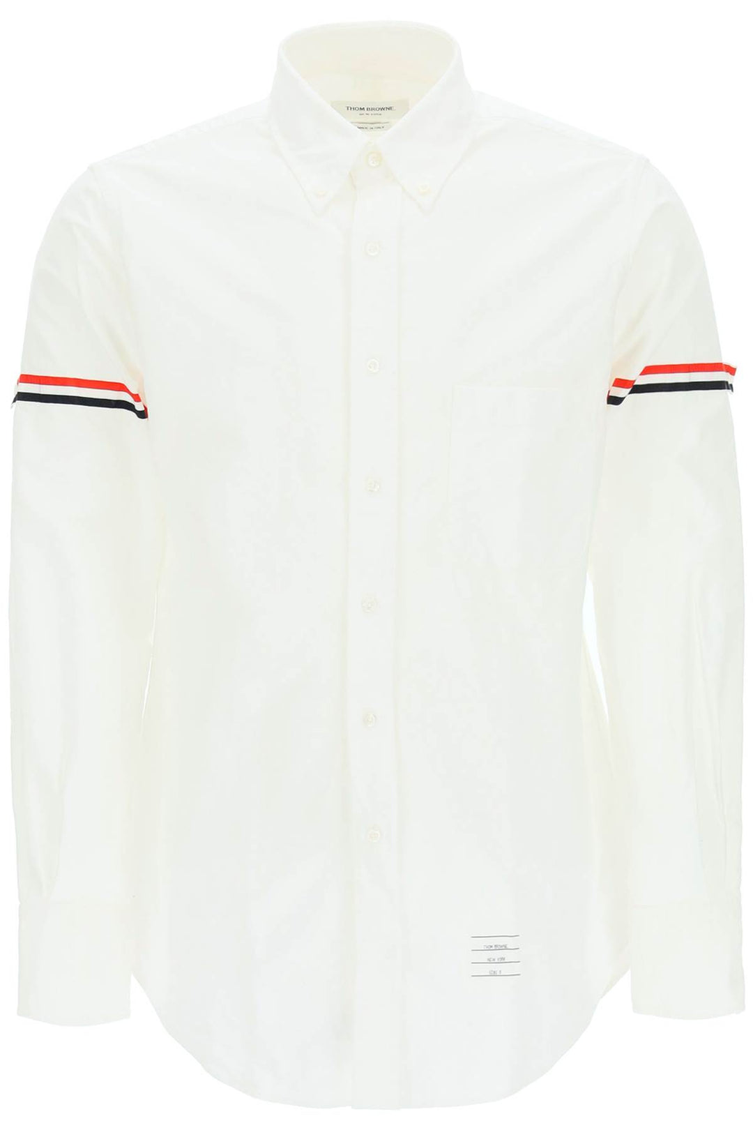 Poplin Button Down Shirt With Rwb Armbands - Thom Browne - Men