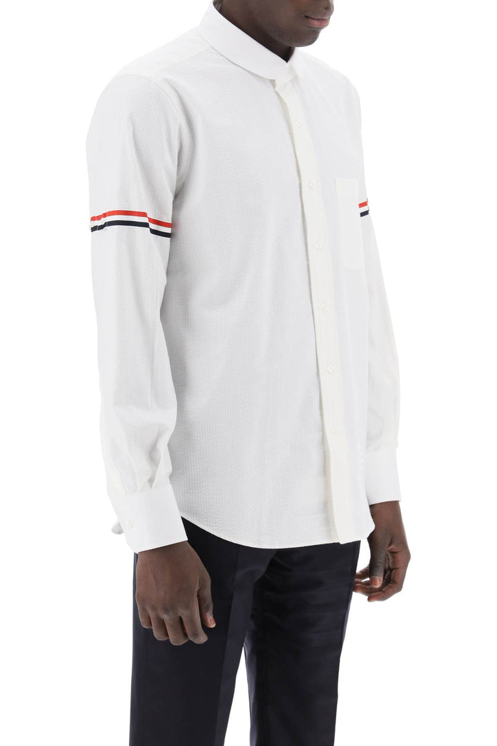 Seersucker Shirt With Rounded Collar - Thom Browne - Men