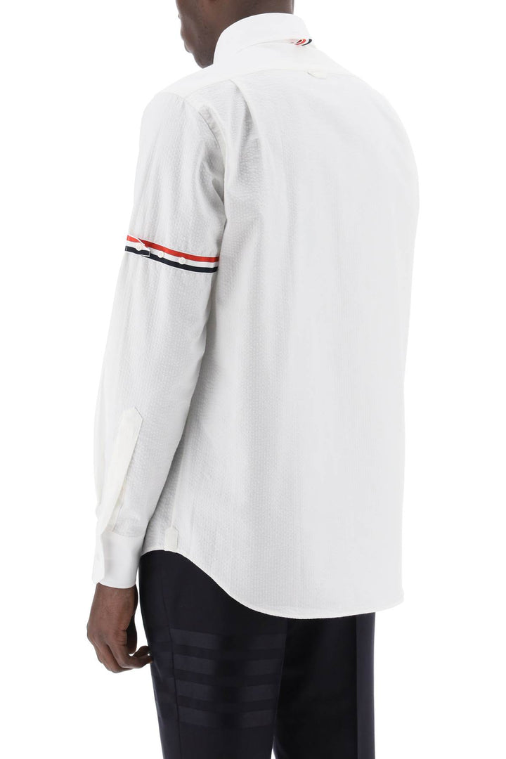 Seersucker Shirt With Rounded Collar - Thom Browne - Men