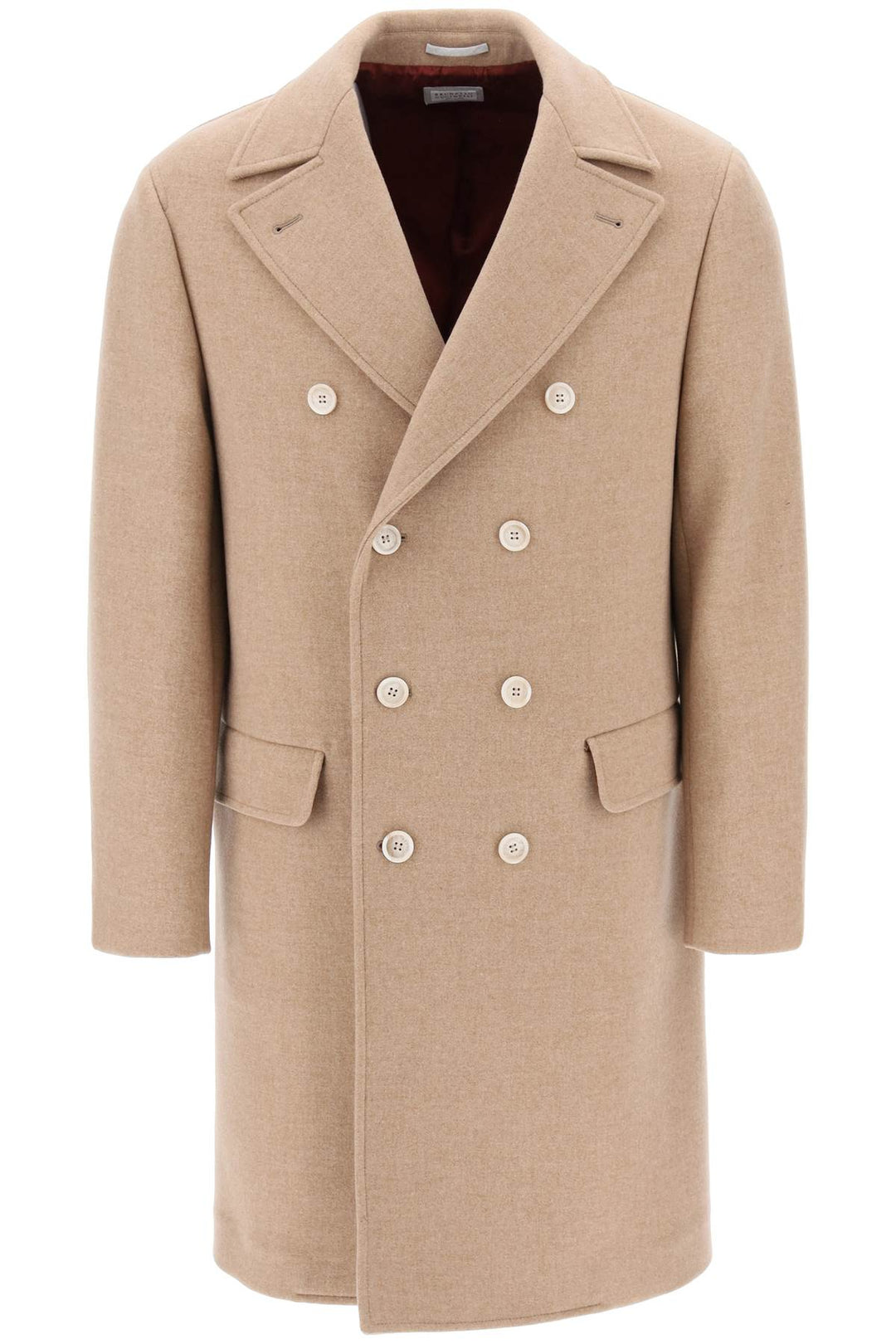 Double Breasted Coat In Wool And Cashmere - Brunello Cucinelli - Men