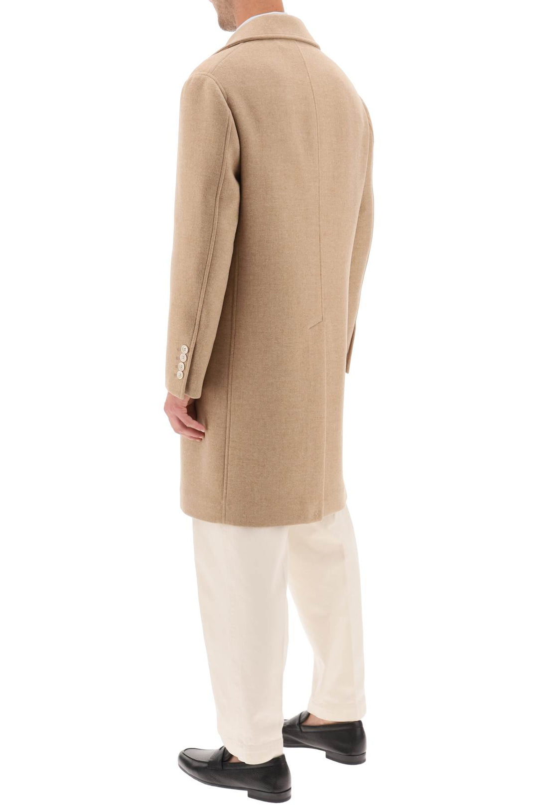 Double Breasted Coat In Wool And Cashmere - Brunello Cucinelli - Men