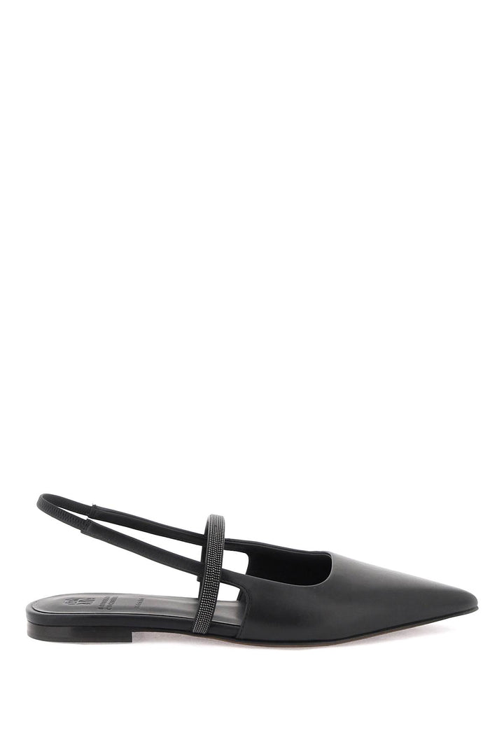 Slingback Ballet Flats With Precious Strap - Brunello Cucinelli - Women