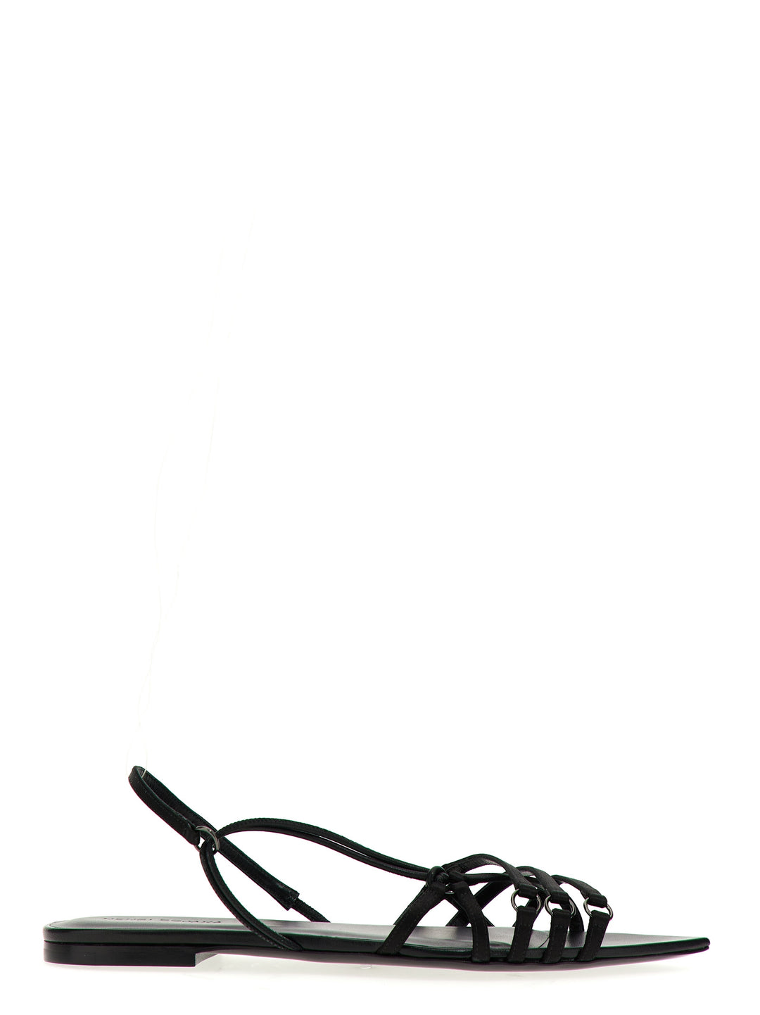 Satin Leather Sandals Black