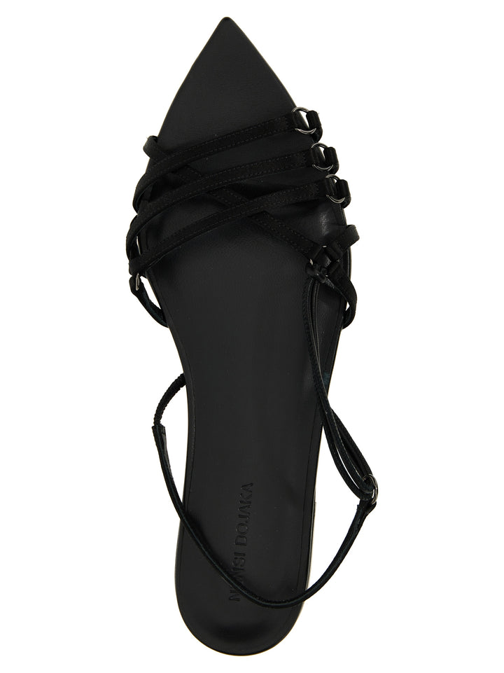 Satin Leather Sandals Black