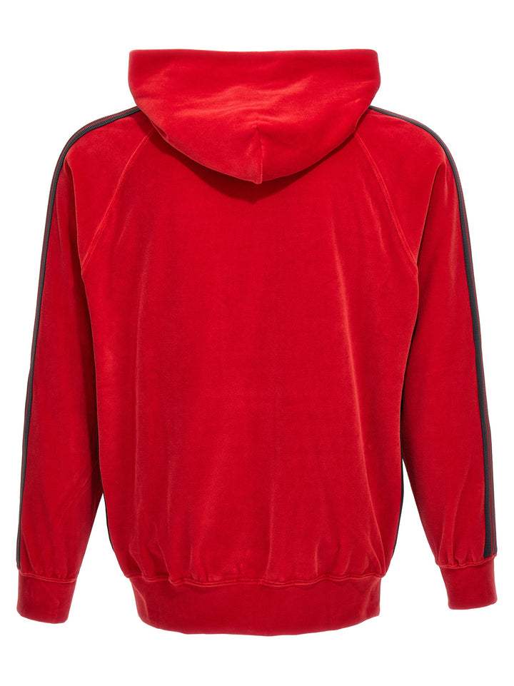 Logo Embroidery Velvet Hoodie Sweatshirt Red