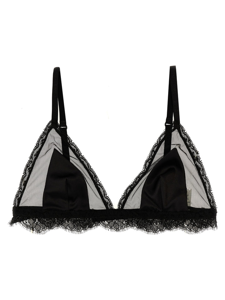 Lace Silk Tulle Bra Underwear, Body Black