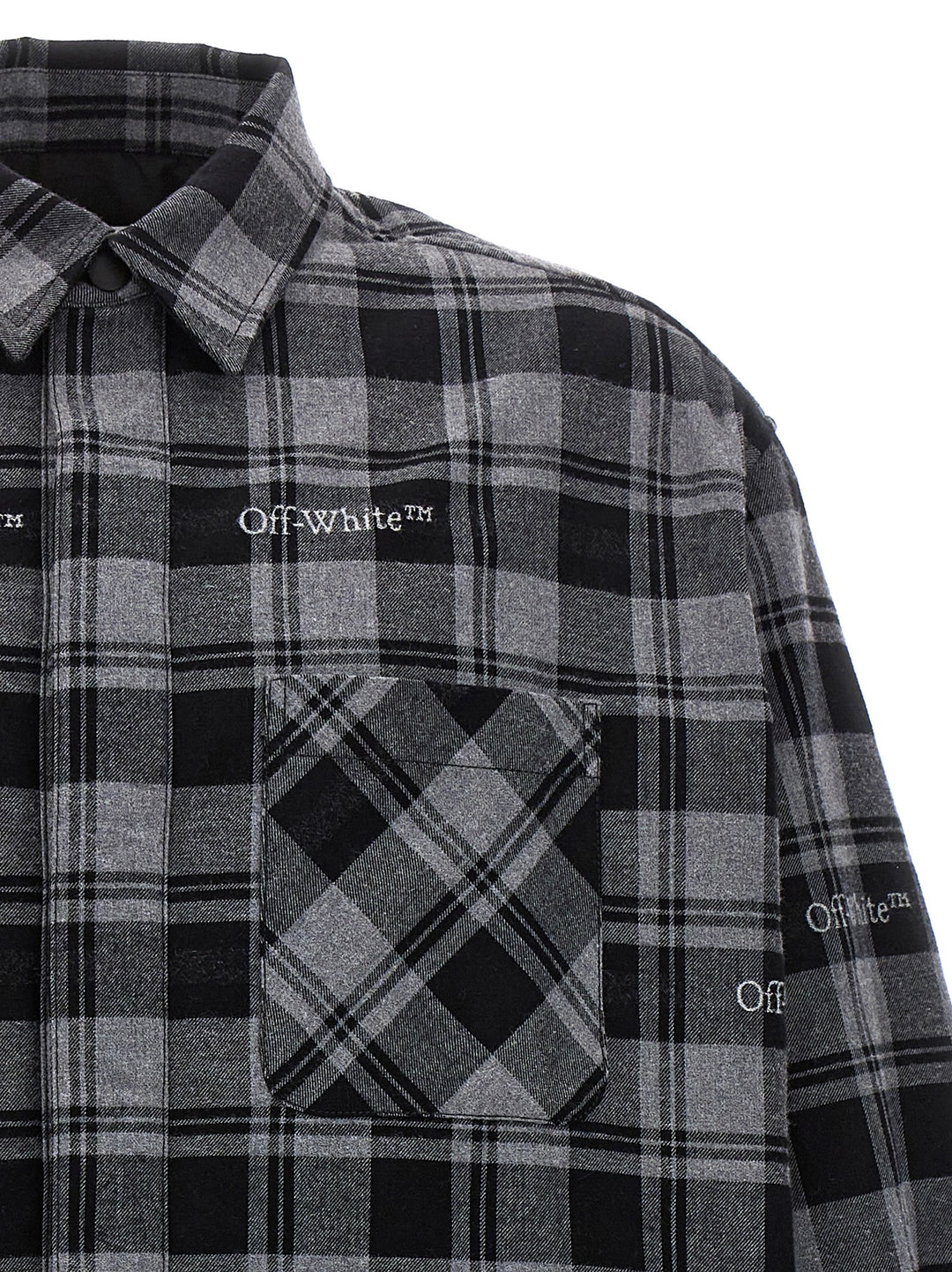 Off-White Check Flannel Padded Puffer Jackets - Gray | eee739dcb89db1efebc261ac2fbbe6d64f8184e3
