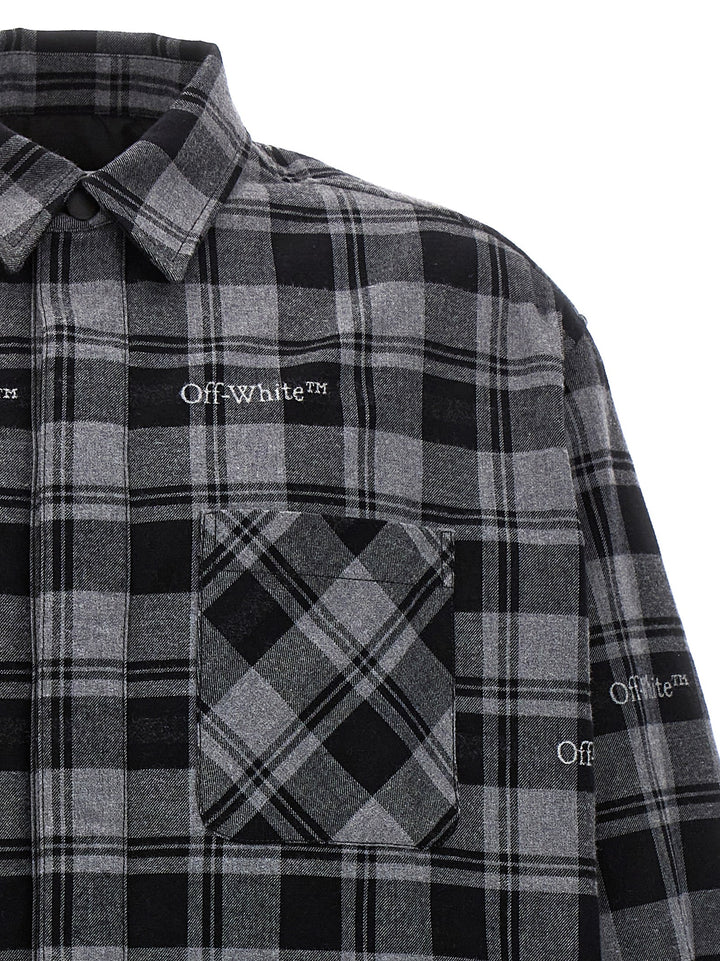 Off-White Check Flannel Padded Puffer Jackets - Gray | eee739dcb89db1efebc261ac2fbbe6d64f8184e3