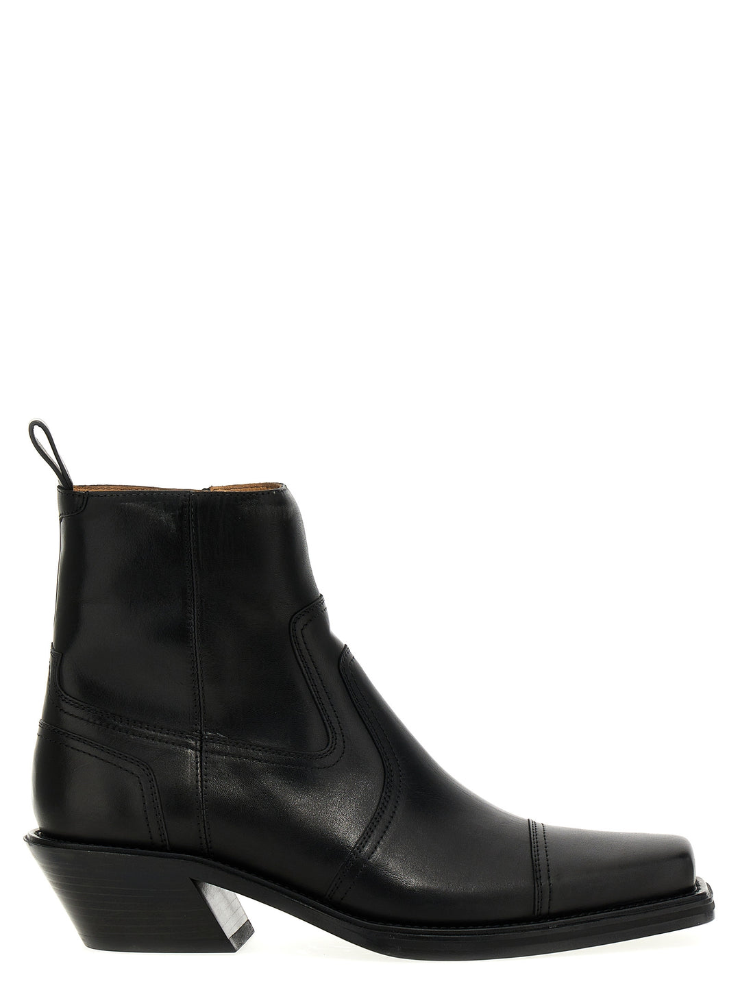 Cowboy Cropped Boots, Ankle Boots Black