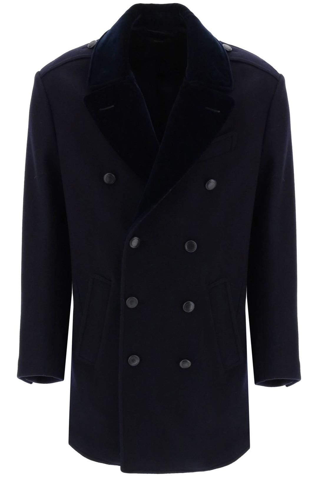 Midi Peacoat With Velvet Lapel - Tom Ford - Men