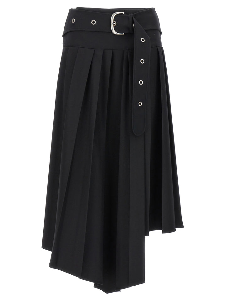 Pleated Midi Skirt Skirts Black