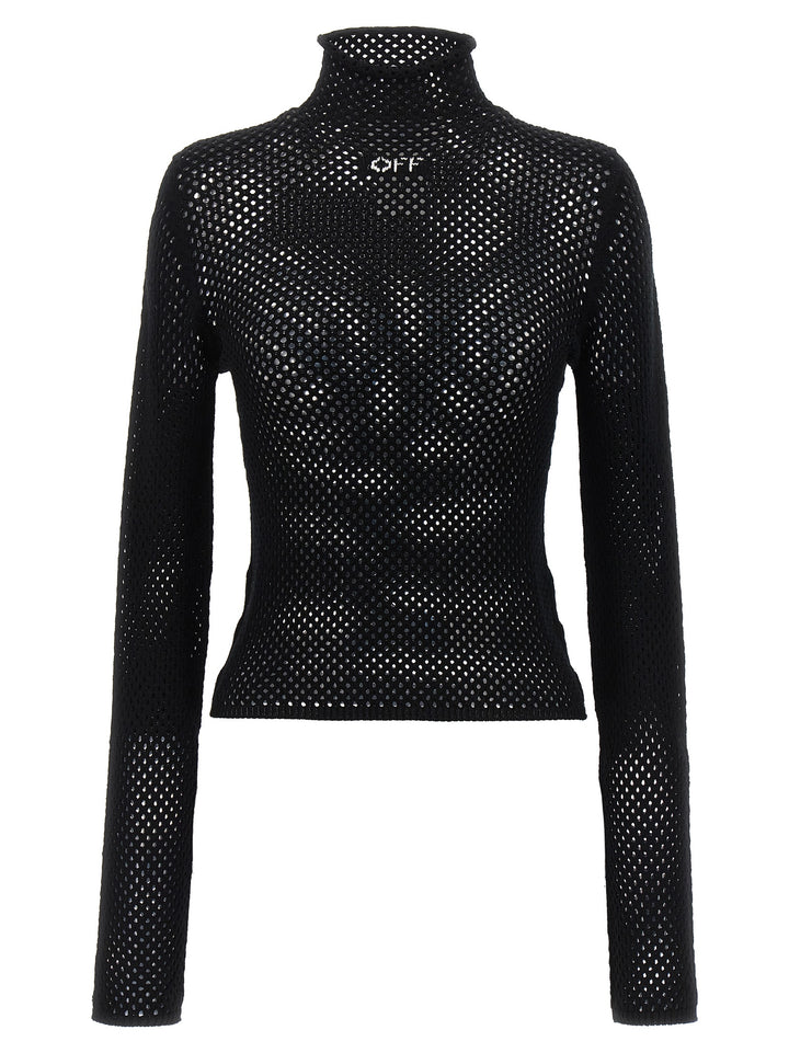 Openwork Logo Sweater Sweater, Cardigans Black