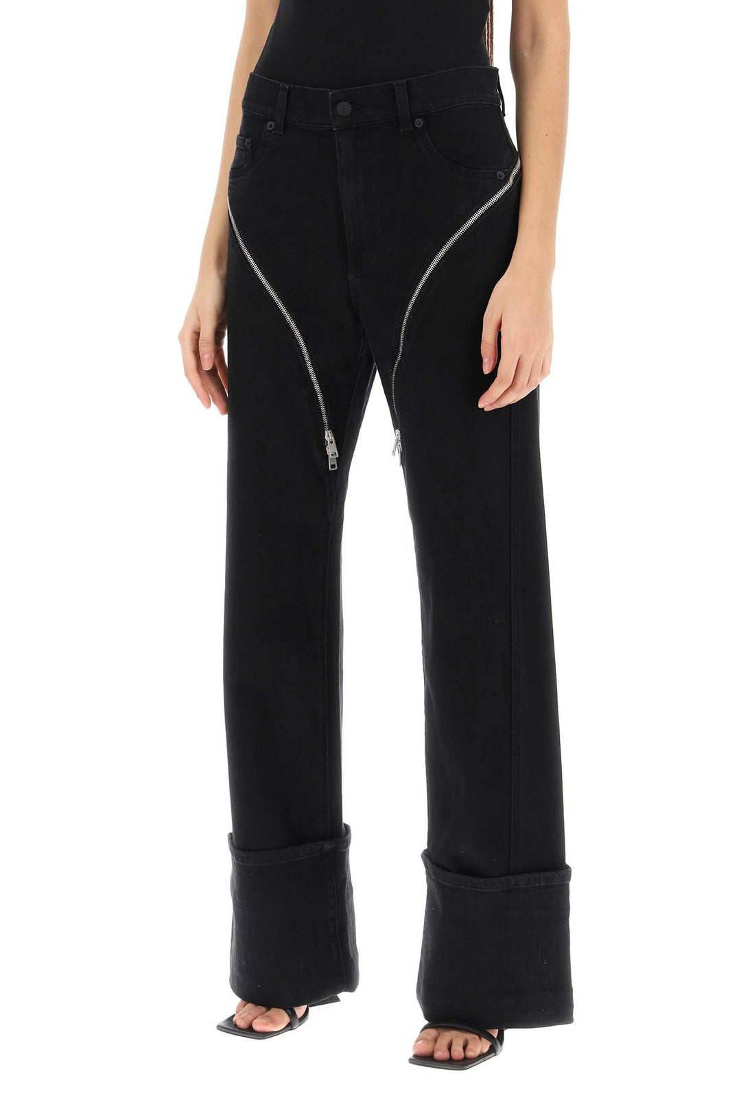 Straight Jeans With Zippers - Mugler - Women