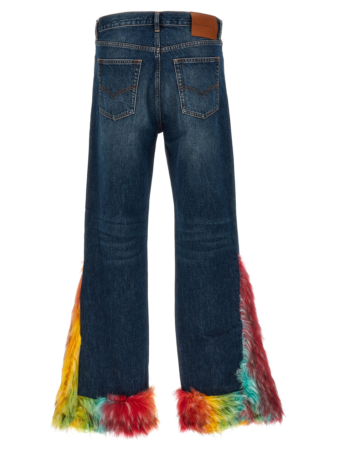 Multicolor Faux Fur Insert Jeans Blue