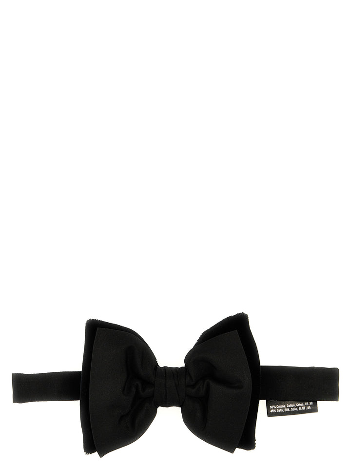 Satin And Velvet Bow Tie Ties, Papillon Black