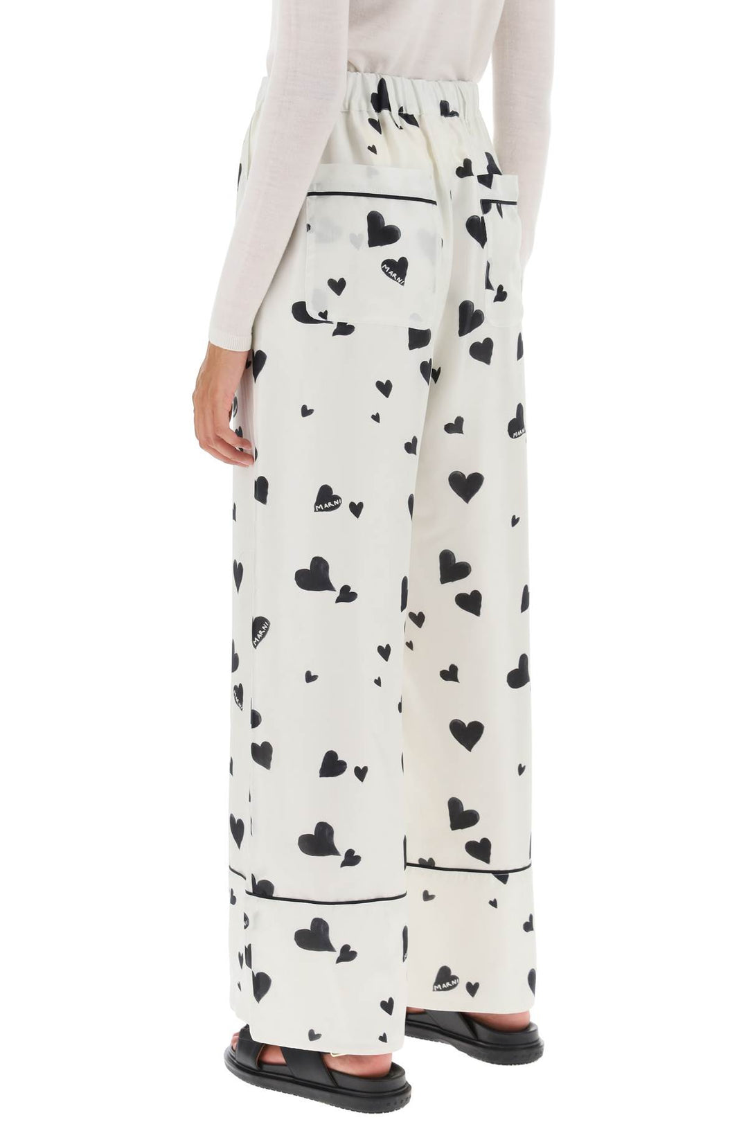 Pajama Pants With Bunch Of Hearts Motif - Marni - Women