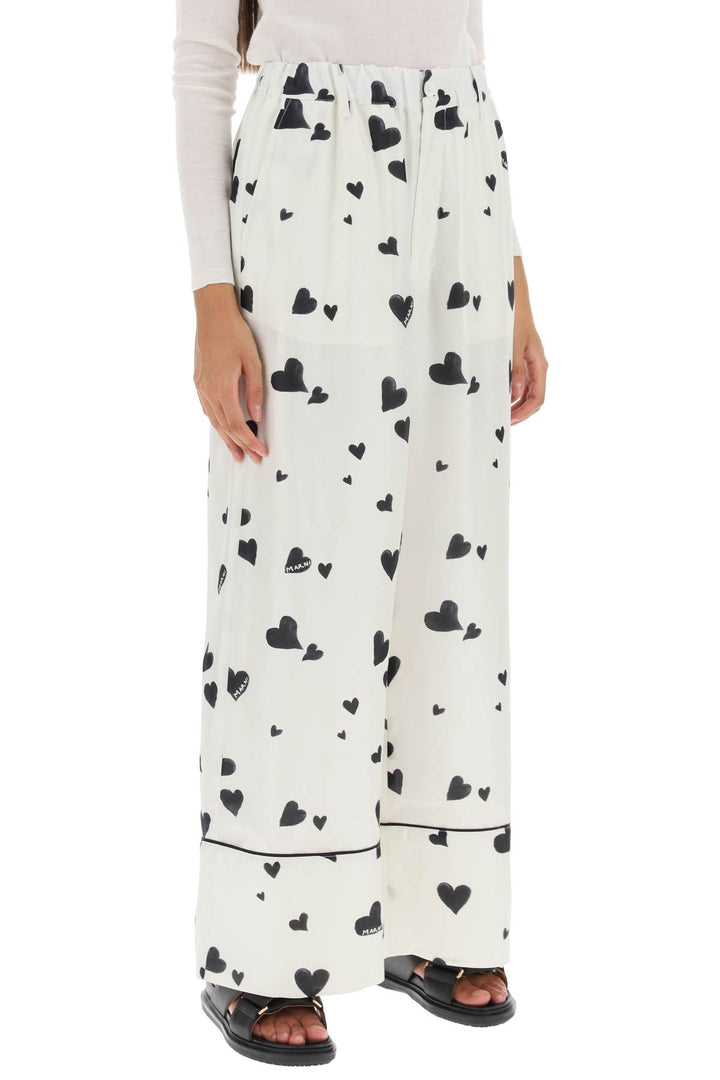 Pajama Pants With Bunch Of Hearts Motif - Marni - Women