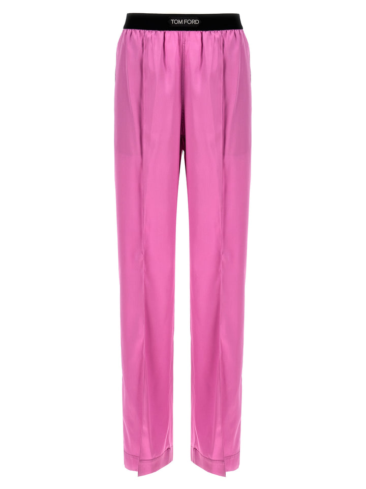 Logo Elastic Pants Purple