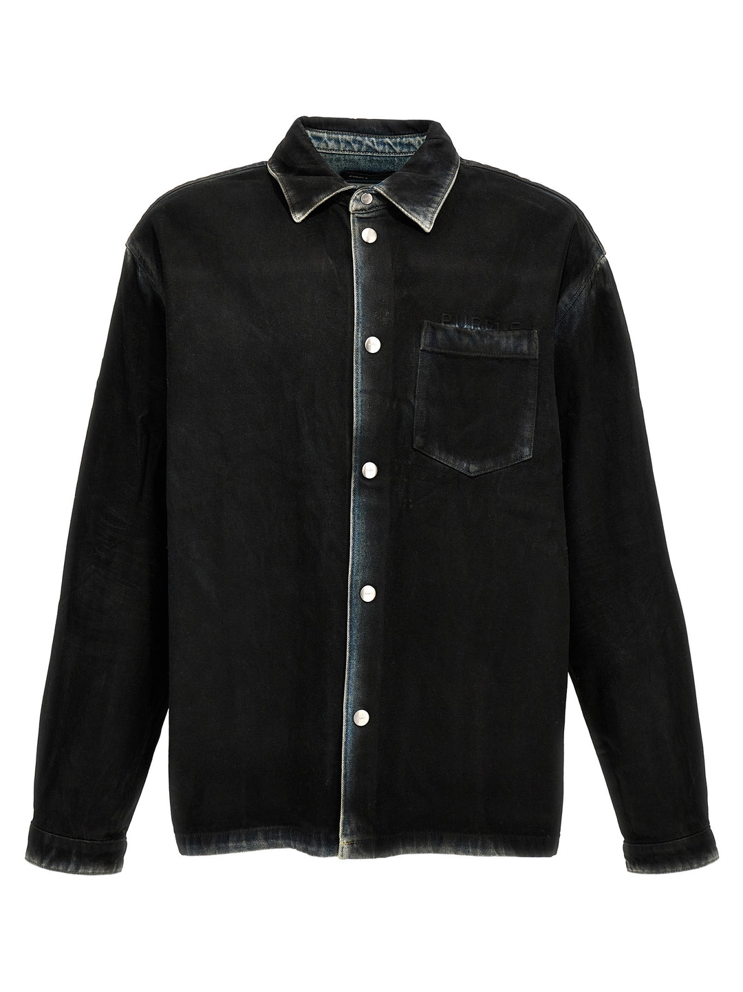 Smeared Effect Overshirt Casual Jackets, Parka Black