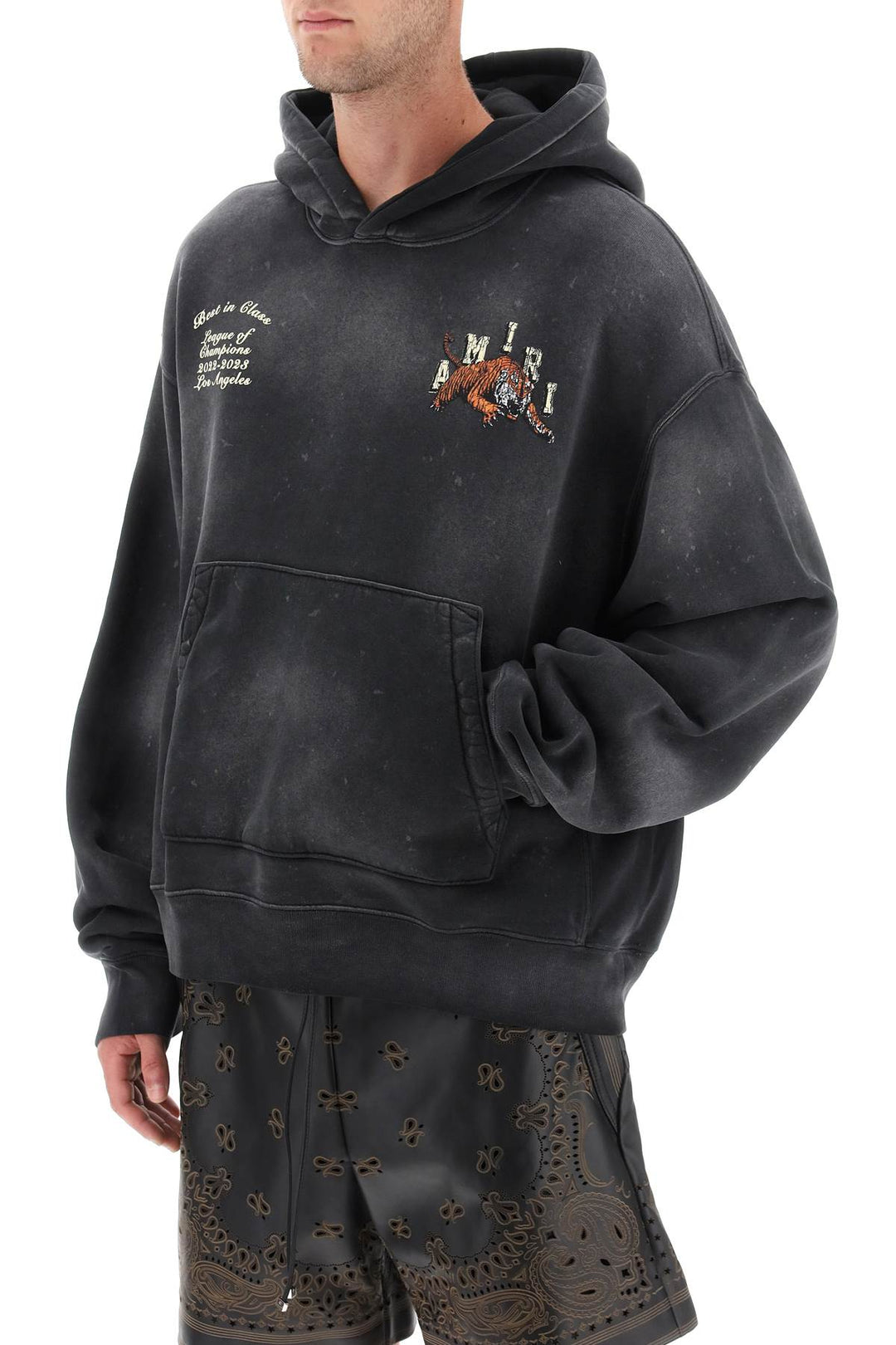 Hoodie With Vintage Tiger Print - Amiri - Men