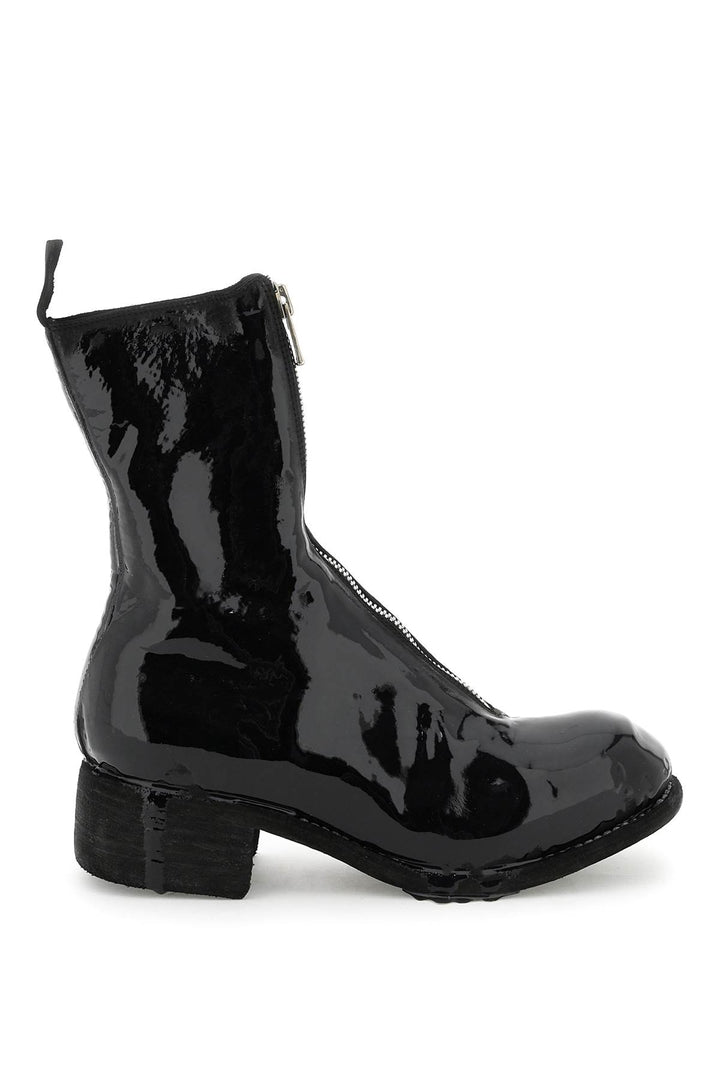 Front Zip Patent Leather Ankle Boots - Guidi - Women