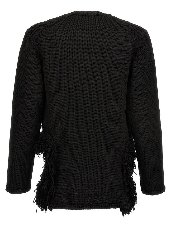 Cut-Out And Fringed Sweater Sweater, Cardigans Black