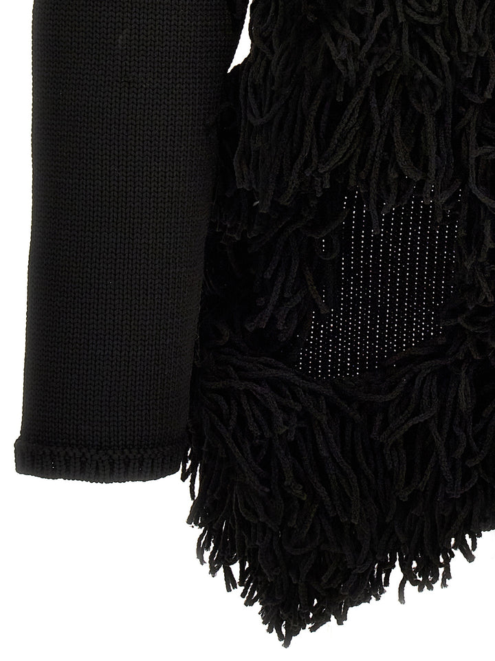 Cut-Out And Fringed Sweater Sweater, Cardigans Black