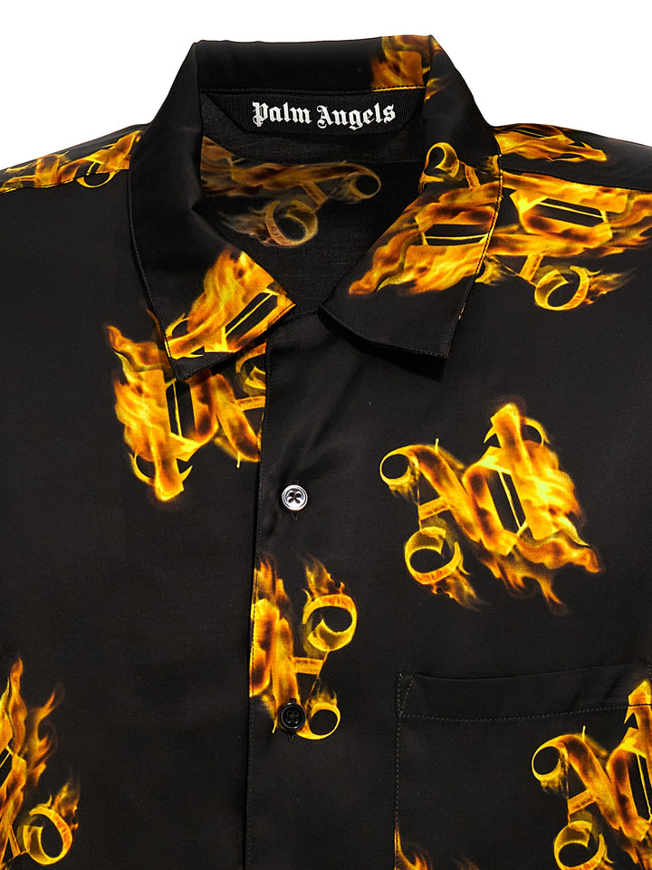 Burning Monogram Shirt, Blouse Black