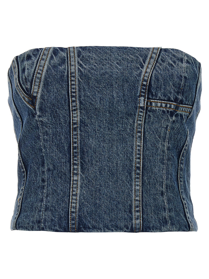 Denim Bustier Top Tops Blue