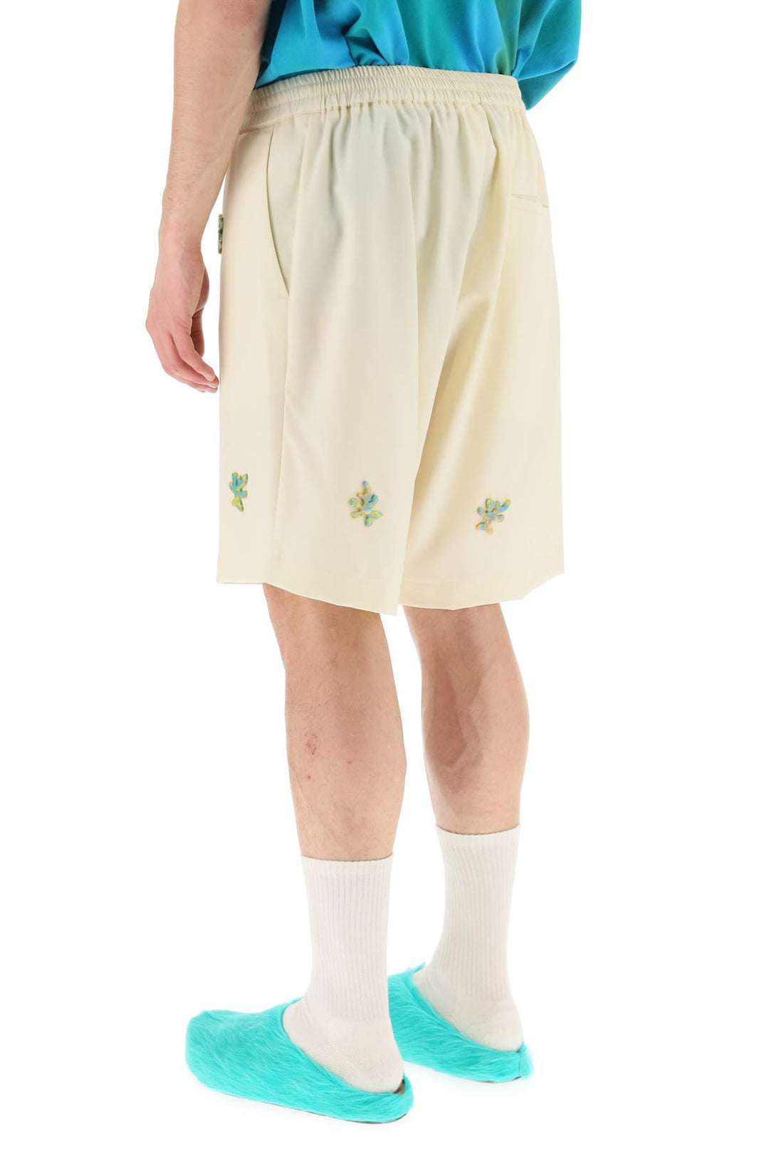 Applique Wool Shorts - Bonsai - Men