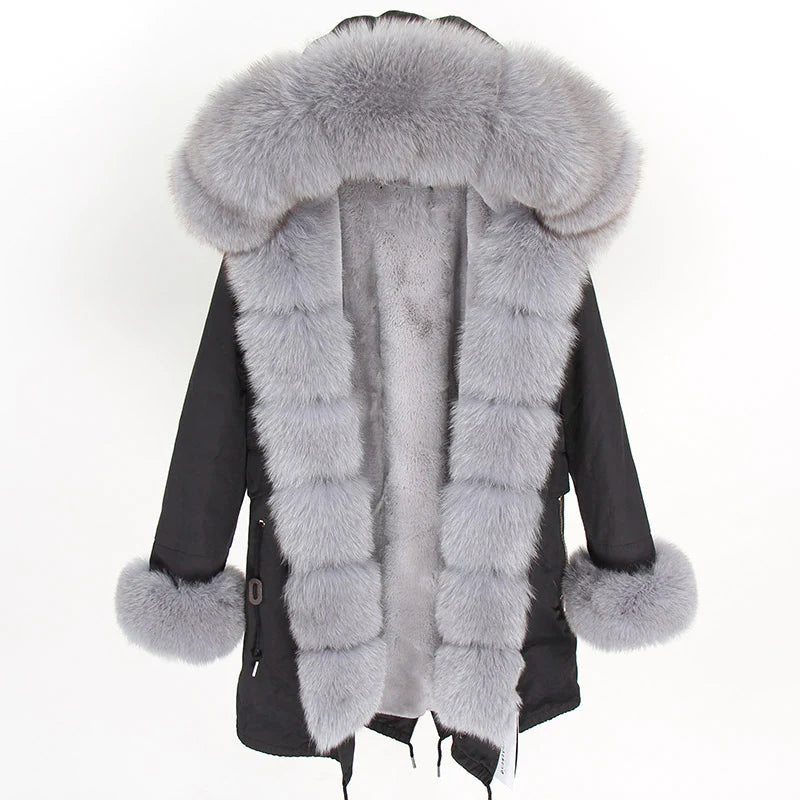 Black Parka with Grey Fox Fur