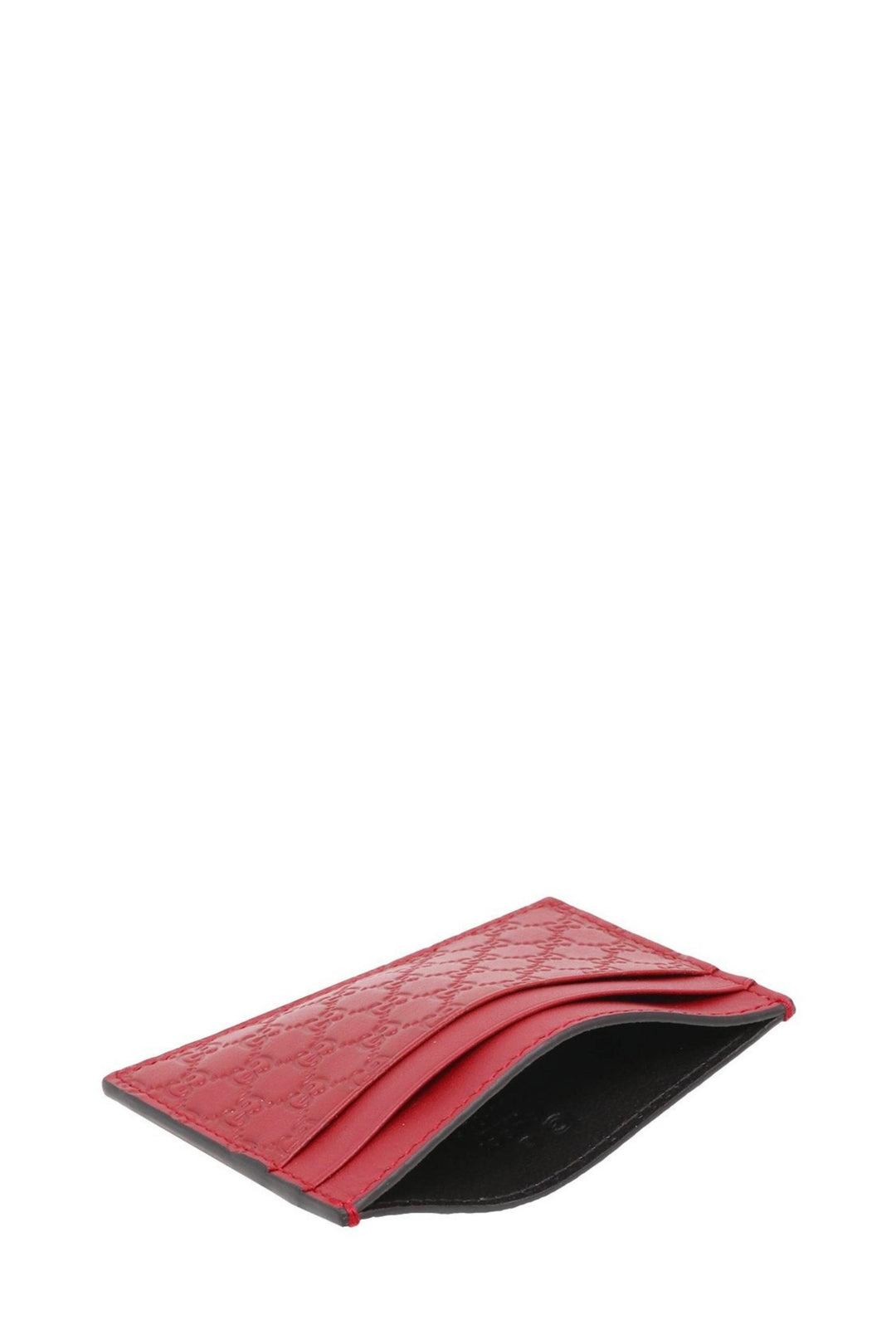 Red leather card holder with embossed GG motif