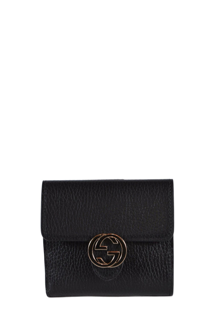 Interlocking GG logo black leather wallet