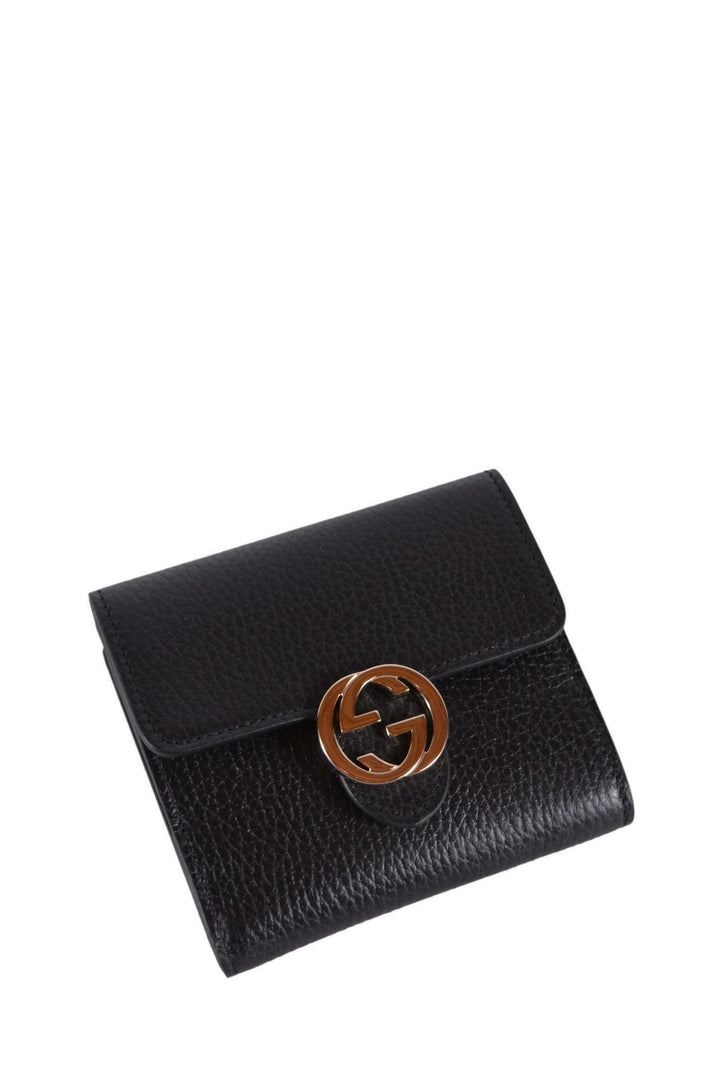 Interlocking GG logo black leather wallet