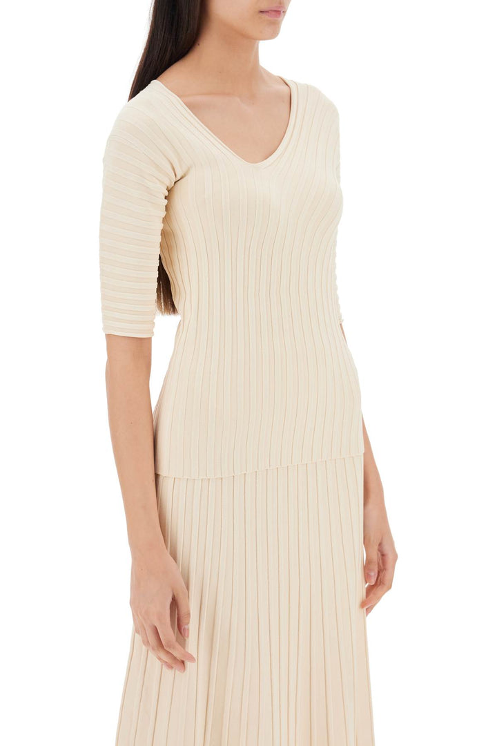 'Ivena' Ribbed Top With Asymmetrical Neckline - By Malene Birger - Women