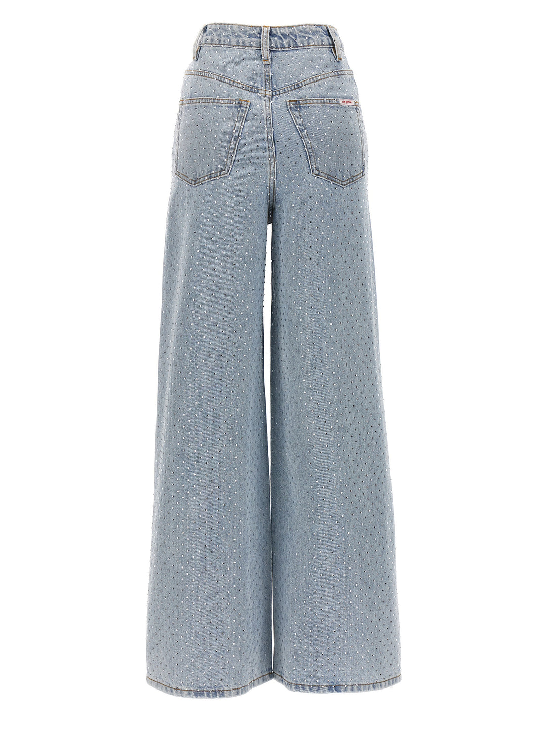 Rhinestone Wide Leg Jeans Light Blue