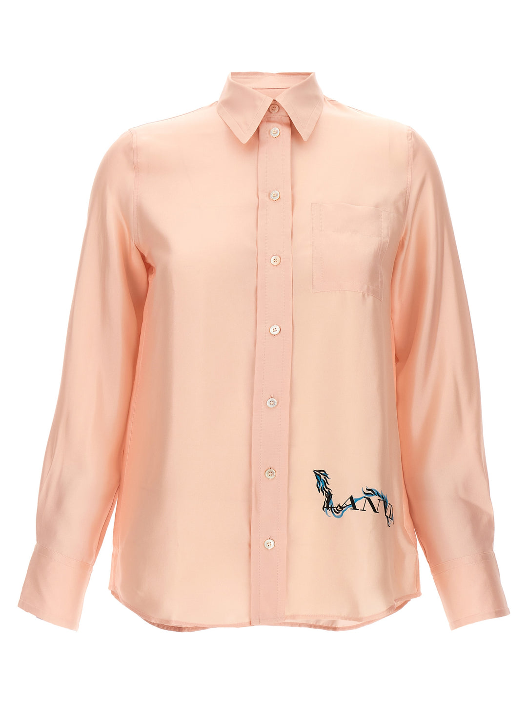 Logo Print Shirt Shirt, Blouse Pink