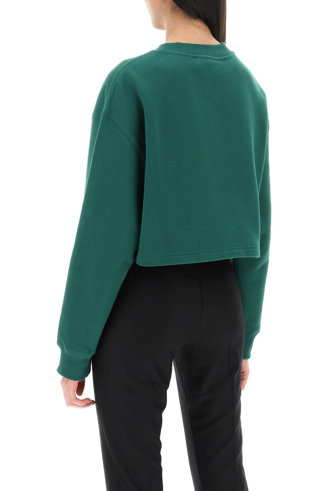 Cropped Sweatshirt With Embroidered Logo Patch - Lanvin - Women