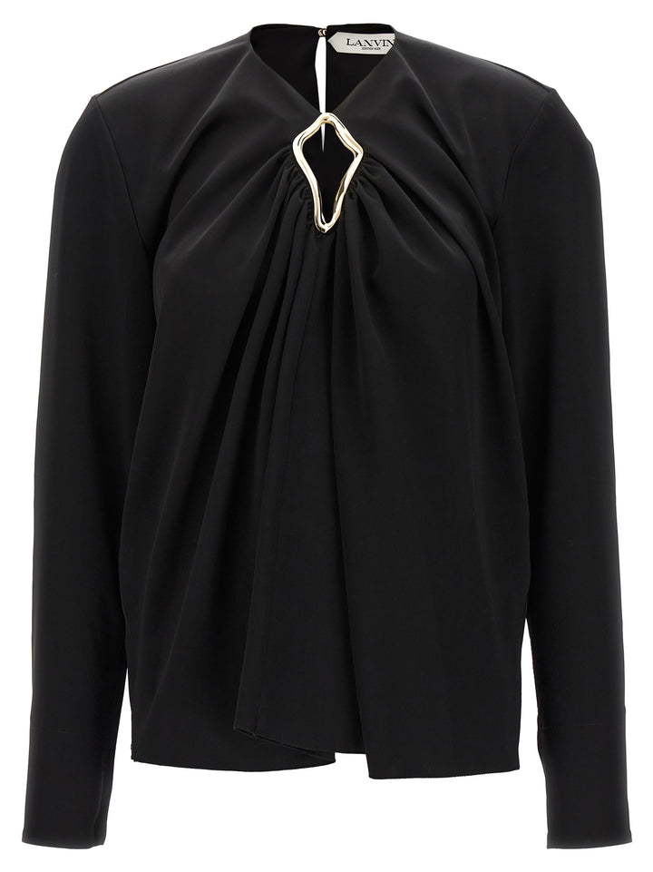 Metallic Detail Blouse Shirt, Blouse Black