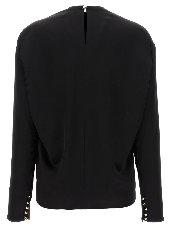 Metallic Detail Blouse Shirt, Blouse Black