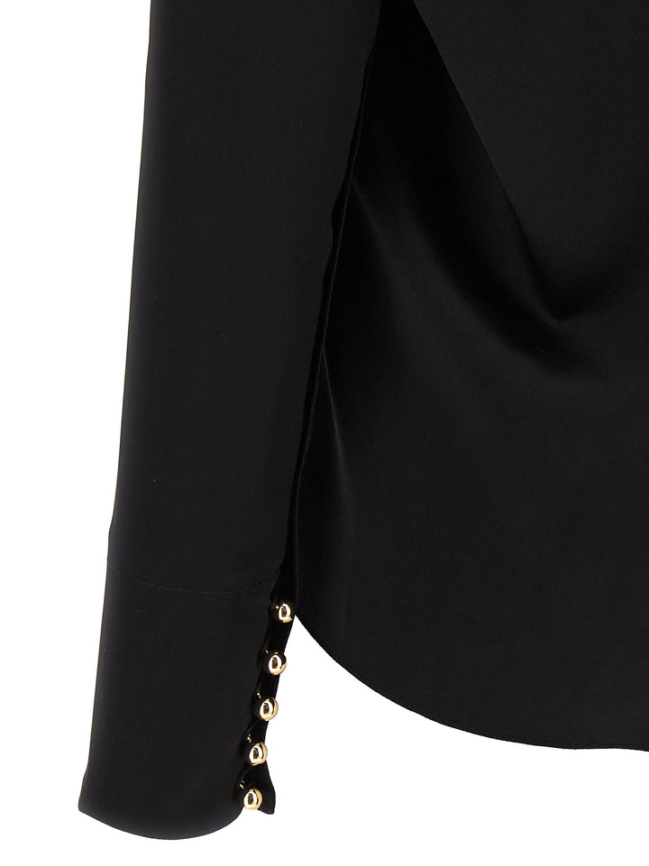 Metallic Detail Blouse Shirt, Blouse Black