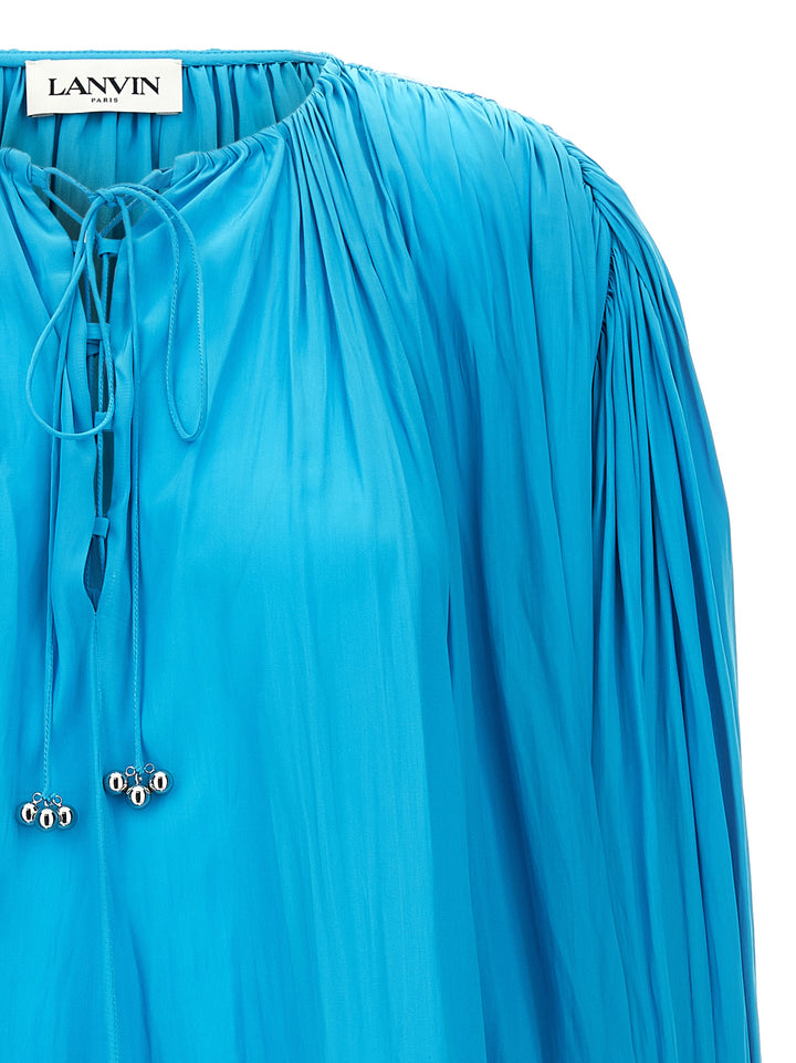 Wide Blouse Shirt, Blouse Light Blue